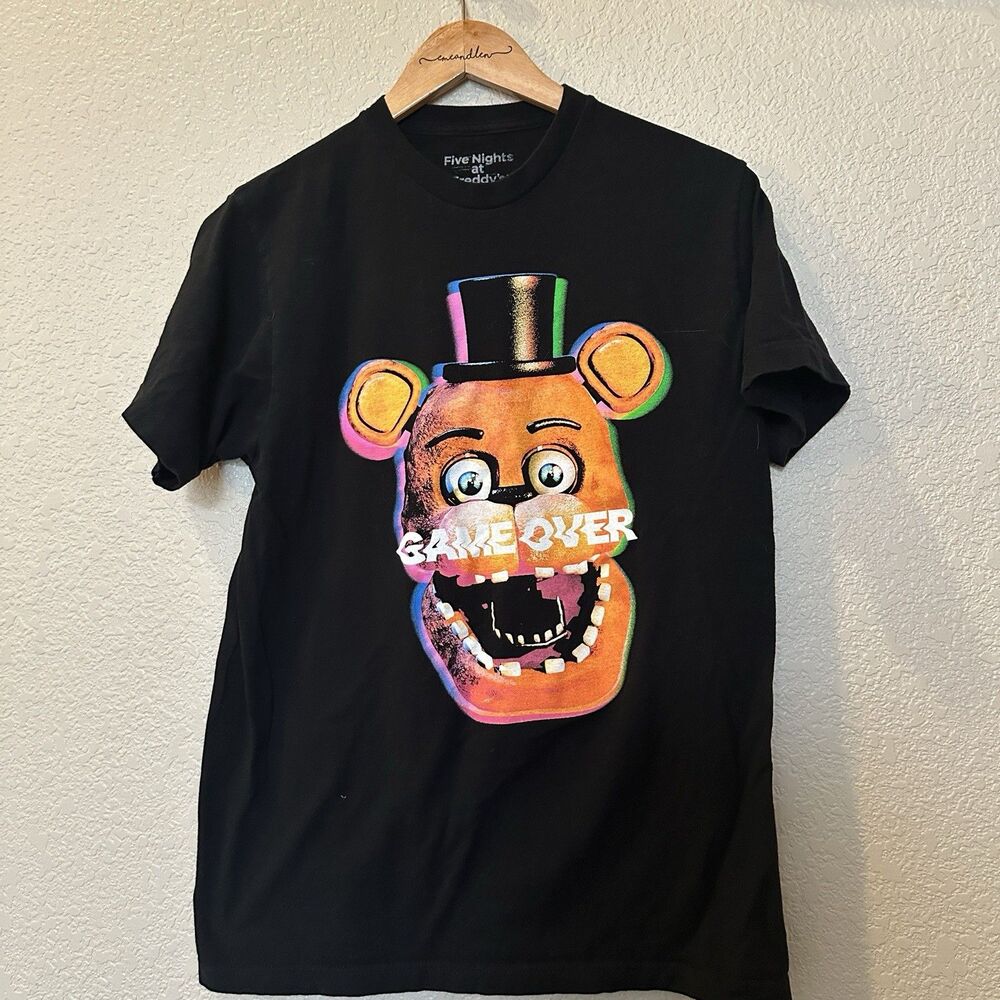 FIVE NIGHTS AT FREDDY'S Game Over Video Game‎ Black Graphic T-Shirt MENS Medium